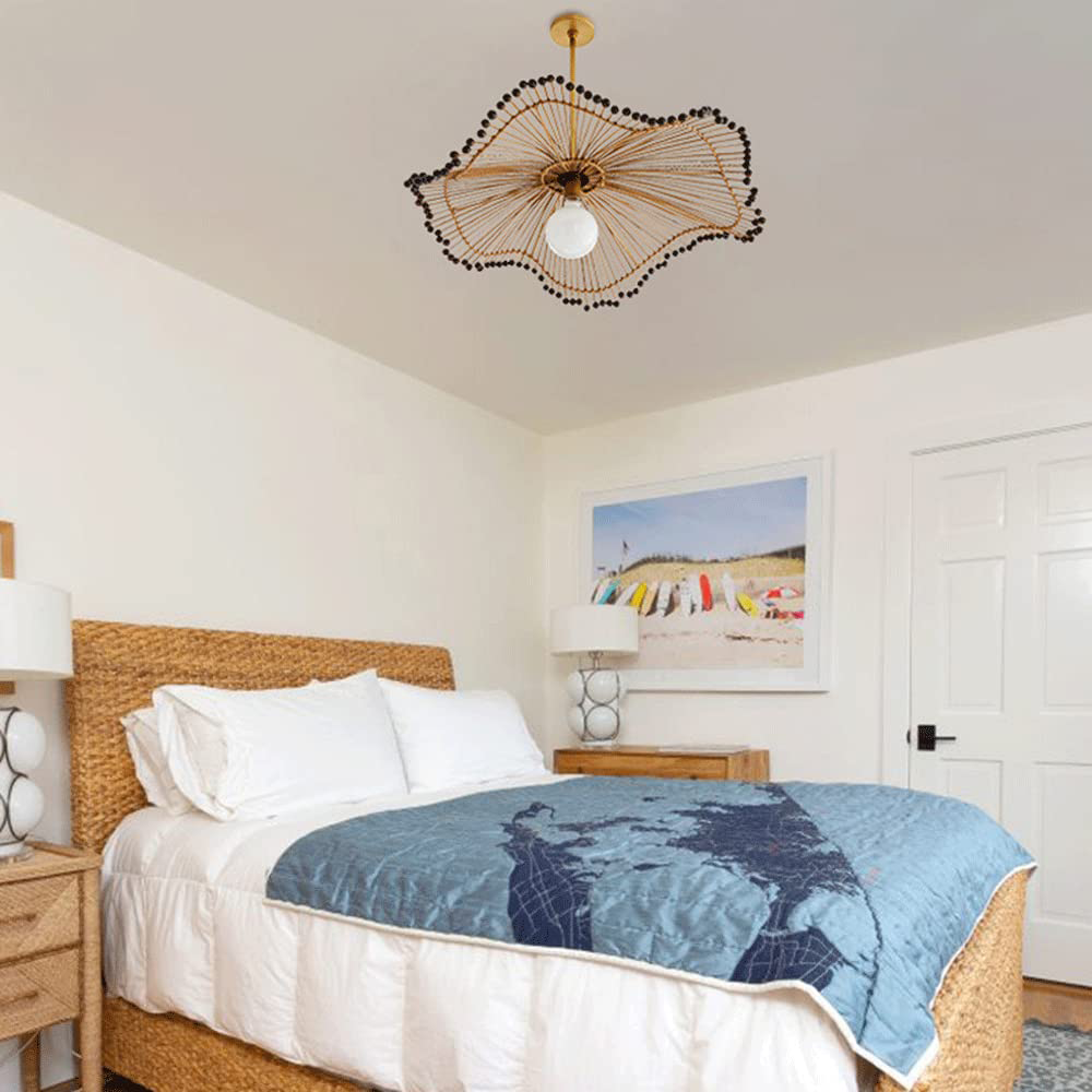 Modern Hand-Woven Rattan Pendant Light For Kitchen Island