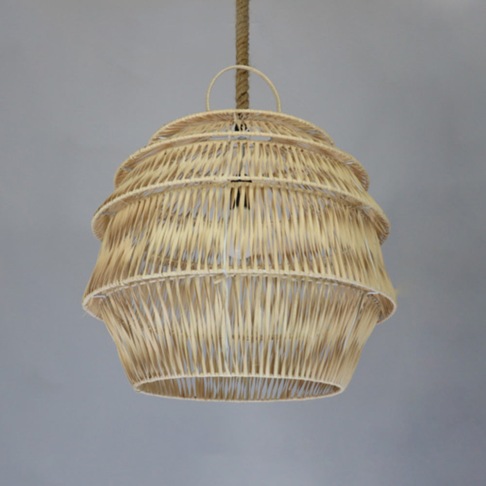 Handcrafted Pagoda Shape Rattan Pendant Light
