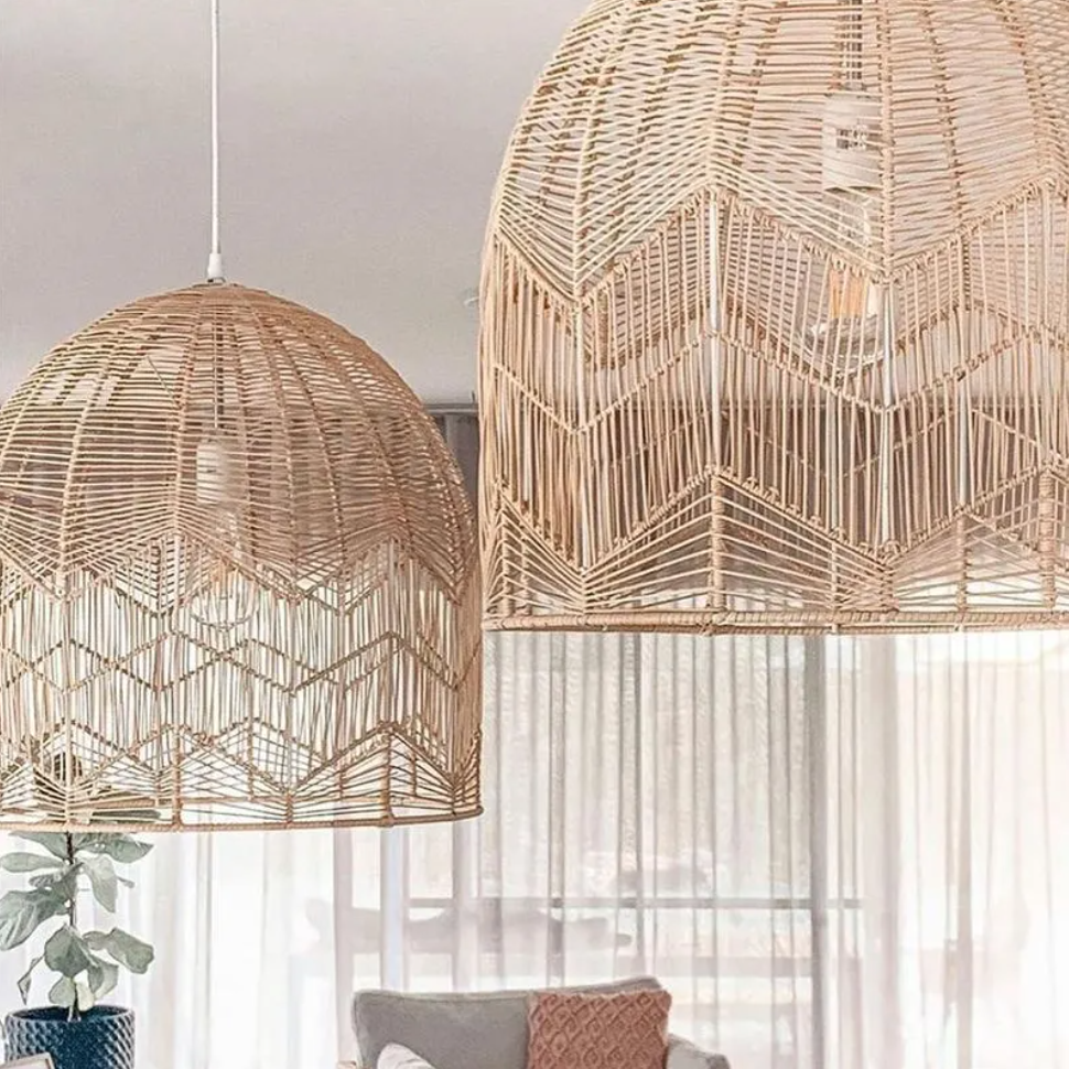 Nordic Rattan Pendant Lamp Shade Designer Hanging Light