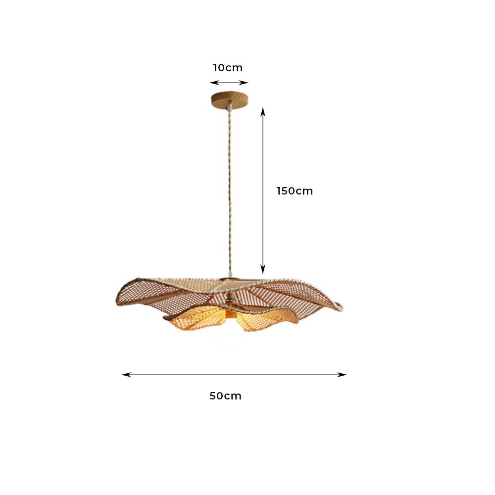 Retro Boho Lotus Leaf Shape Rattan Pendant Light