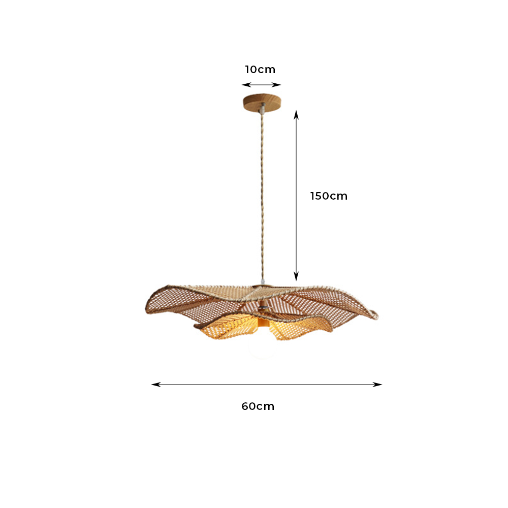 Retro Boho Lotus Leaf Shape Rattan Pendant Light
