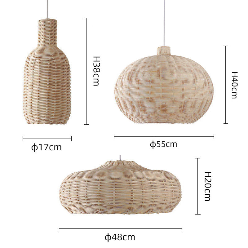 Nordic Rattan Chandelier Japanese Handmade Pendant Lampshades