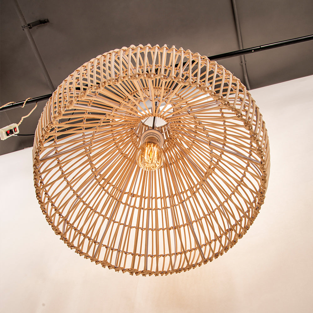 Boho Wicker Handwoven Rattan Pendant Lights Over Island