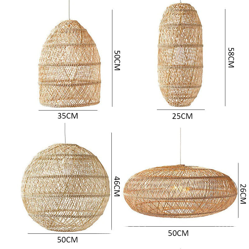 Rattan Woven Pendant Light Hand-woven Lantern Art Wicker Lampshades