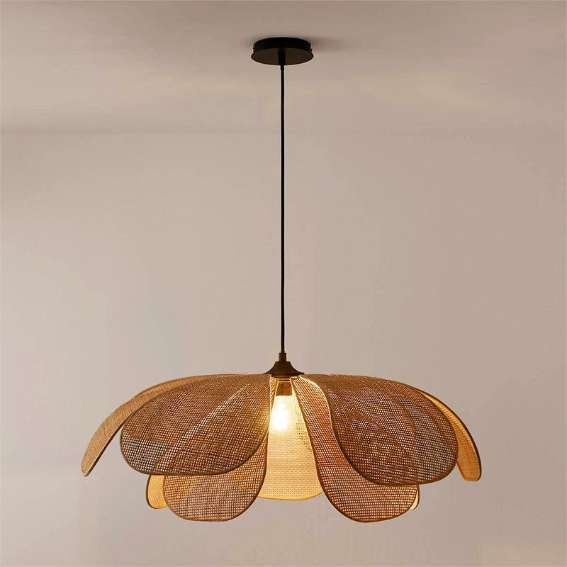 Creative Wabi Sabi Rattan Petal Flush Mount Ceiling Light