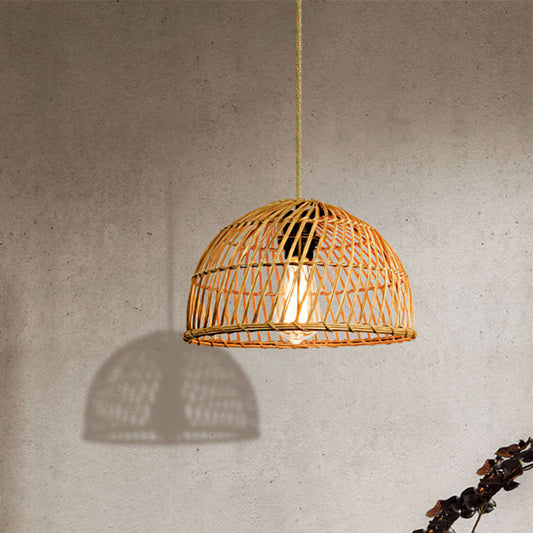 Hand-Woven Rattan Basket Pendant Light