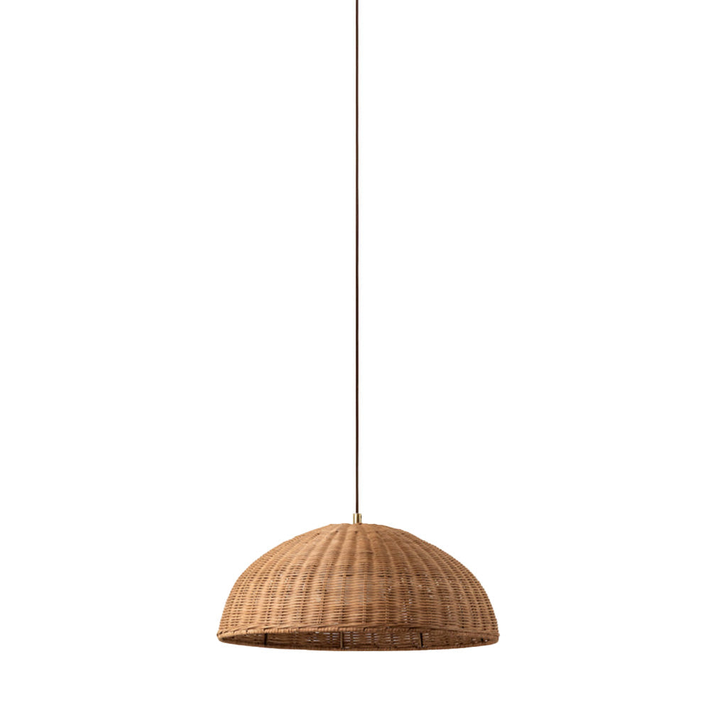 Simple Rattan Dome Pendant Light Wicker Hanging Lampshade