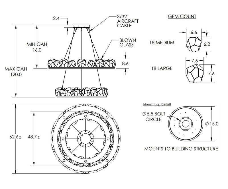 Gem Ring Two Tier Chandelier