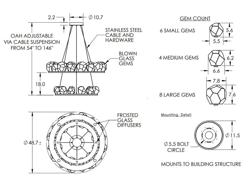 Gem Ring Two Tier Chandelier