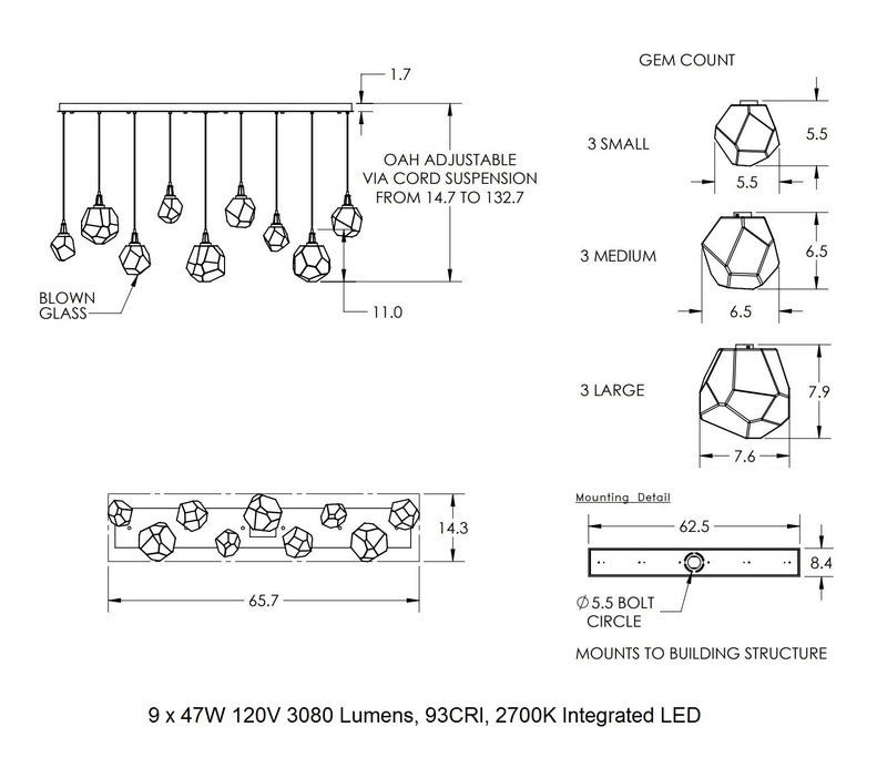 Gem Linear Pendant Light