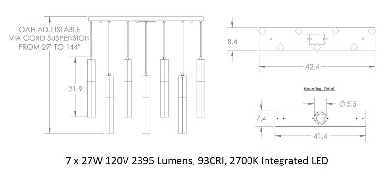 Glacier Linear Multi-Light Pendant Light