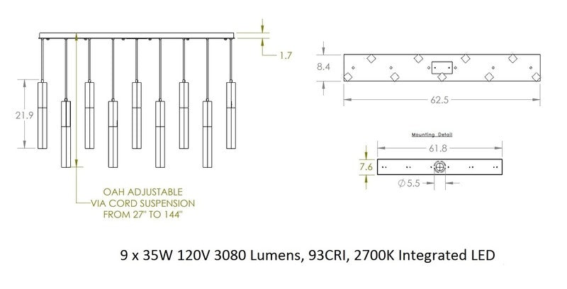 Glacier Linear Multi-Light Pendant Light