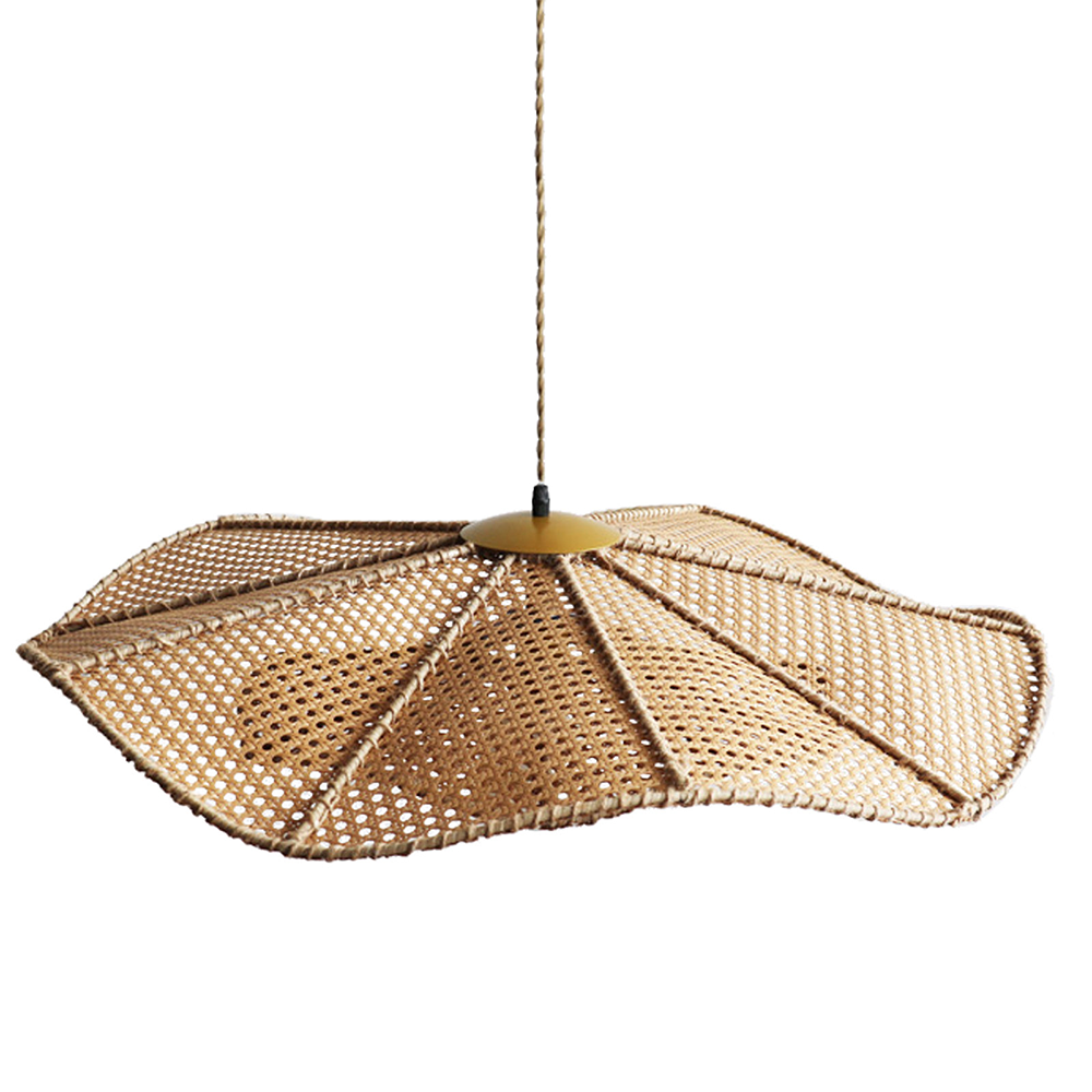 Retro Boho Lotus Leaf Shape Rattan Pendant Light