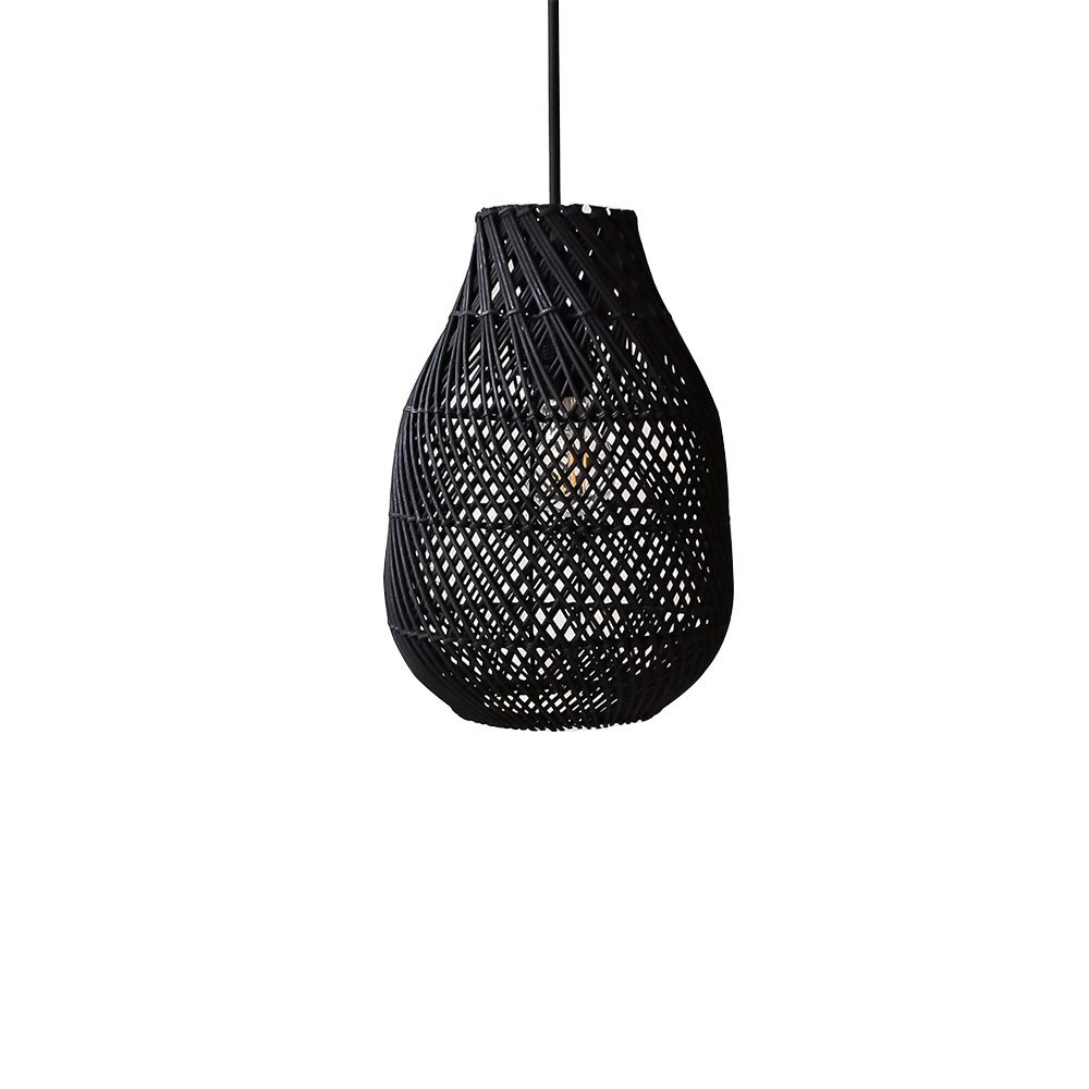Classic Black Handmade Rattan Farmhouse Pendant Light