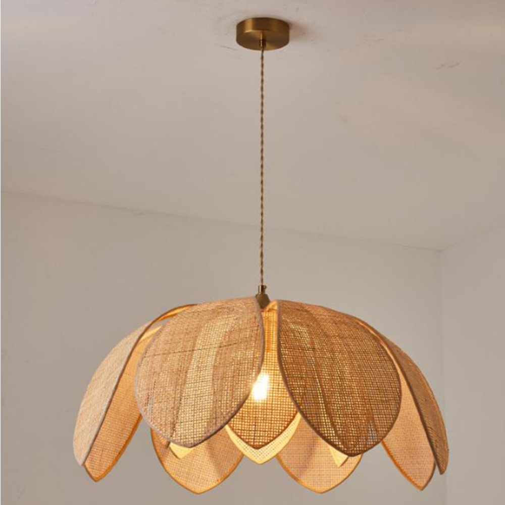 Wabi-sabi Petal Shape Rattan Pendant Light