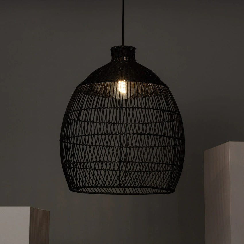Handmade Woven Rattan Pendant Light Over Island
