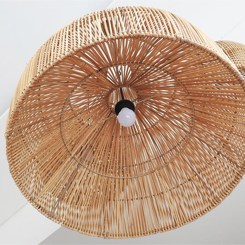 Boho Wicker Handwoven Rattan Pendant Lights Over Island