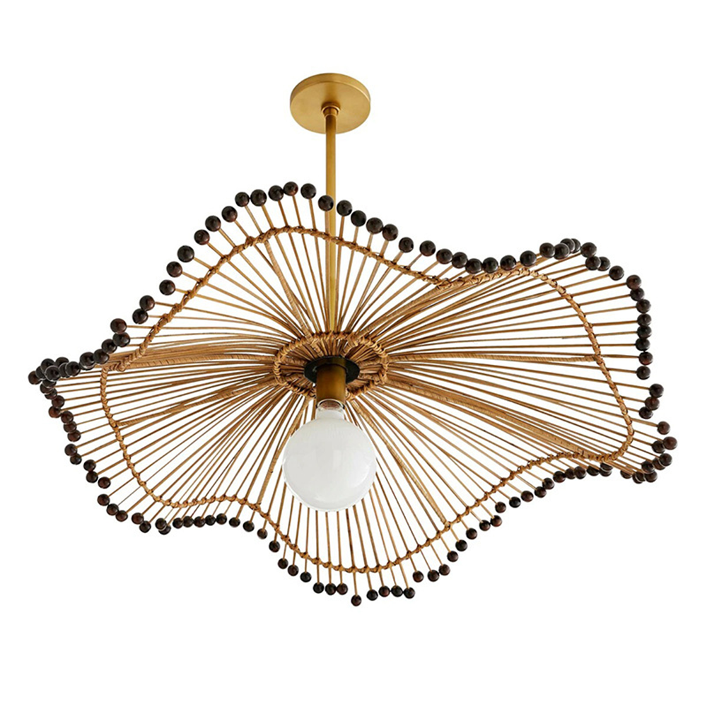 Modern Hand-Woven Rattan Pendant Light For Kitchen Island