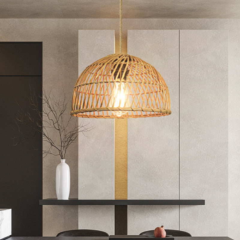Hand-Woven Rattan Basket Pendant Light