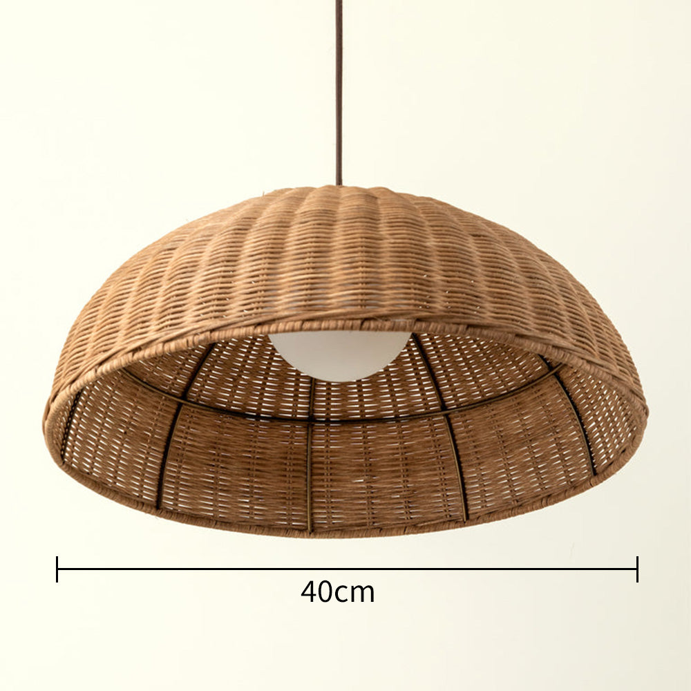 Simple Rattan Dome Pendant Light Wicker Hanging Lampshade