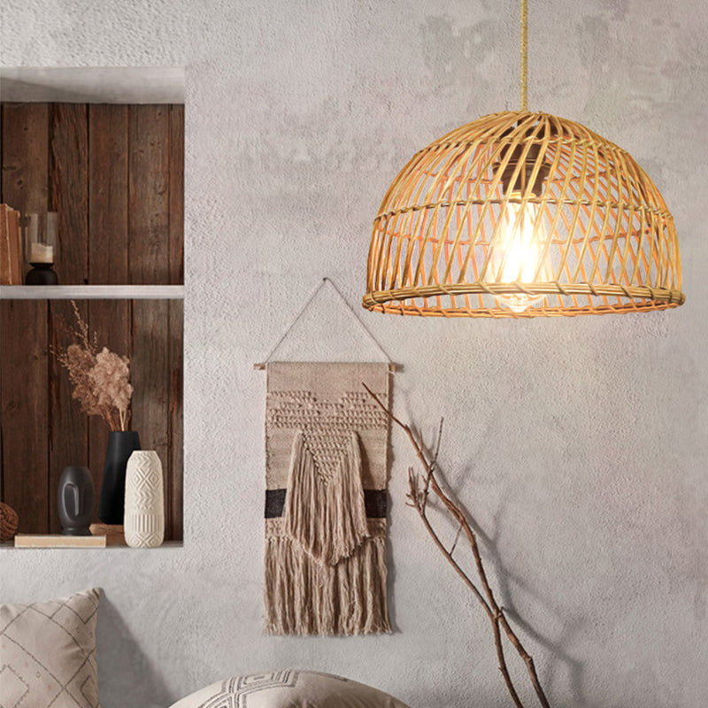 Hand-Woven Rattan Basket Pendant Light