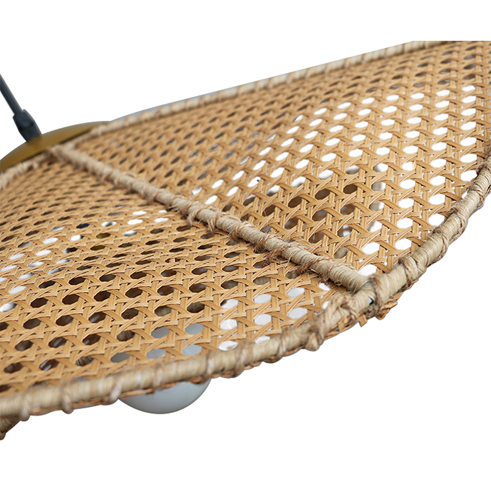 Retro Boho Lotus Leaf Shape Rattan Pendant Light