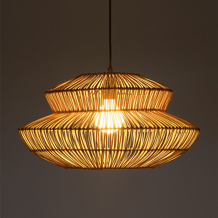 Japanese Style Art Rattan Weaving Pendant Light