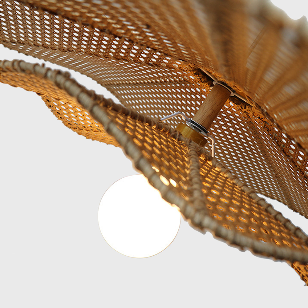 Retro Boho Lotus Leaf Shape Rattan Pendant Light