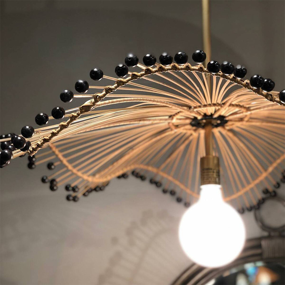 Modern Hand-Woven Rattan Pendant Light For Kitchen Island