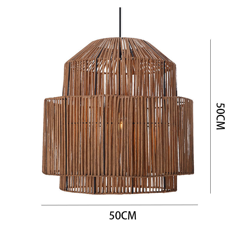 Handwoven Rattan Chandelier Retro Pendant Lighting