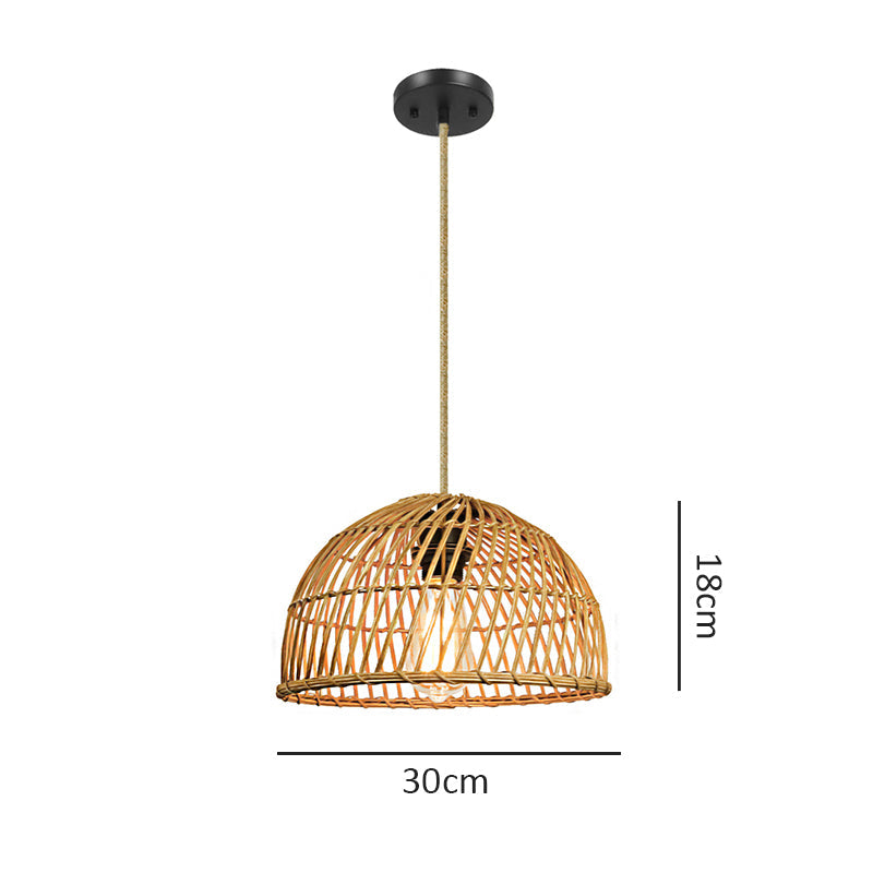 Hand-Woven Rattan Basket Pendant Light