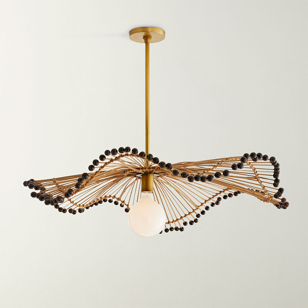 Modern Hand-Woven Rattan Pendant Light For Kitchen Island