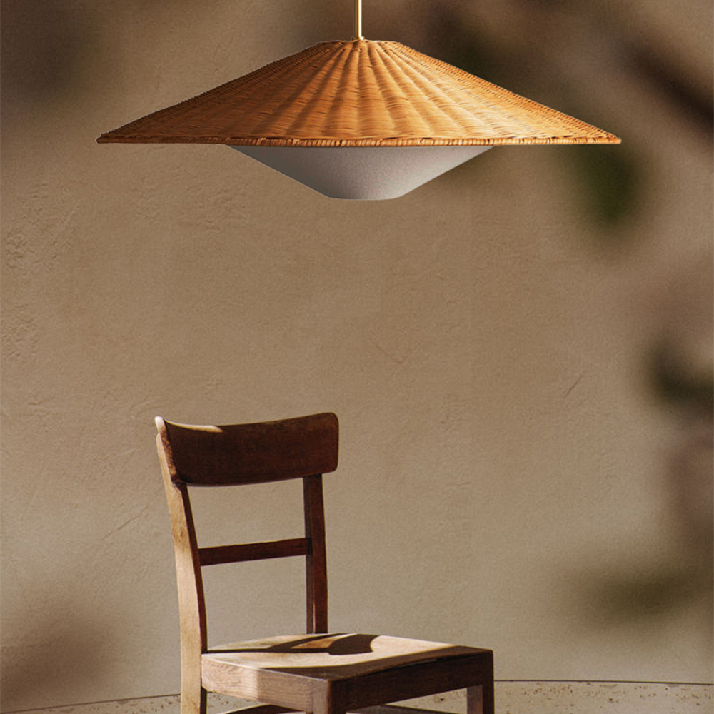 Hand-Woven Retro Rattan Lantern Pendant Light