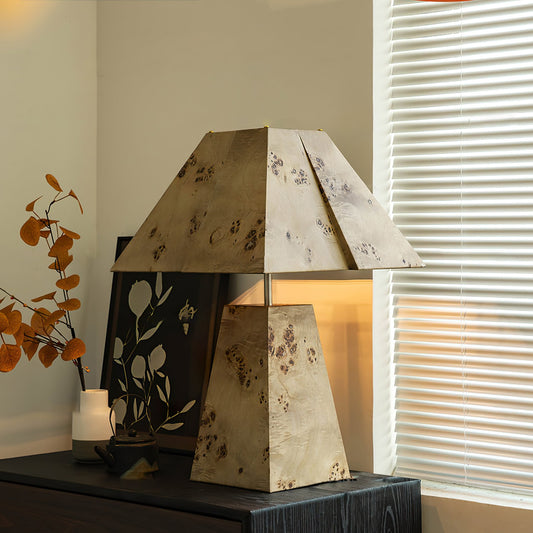 Pyramid Wood Table Lamp