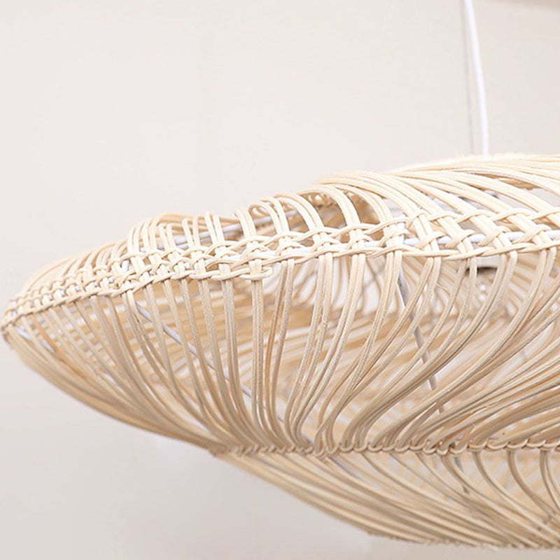 Rattan Creative Wicker Flying Saucer Woven Pendant Light