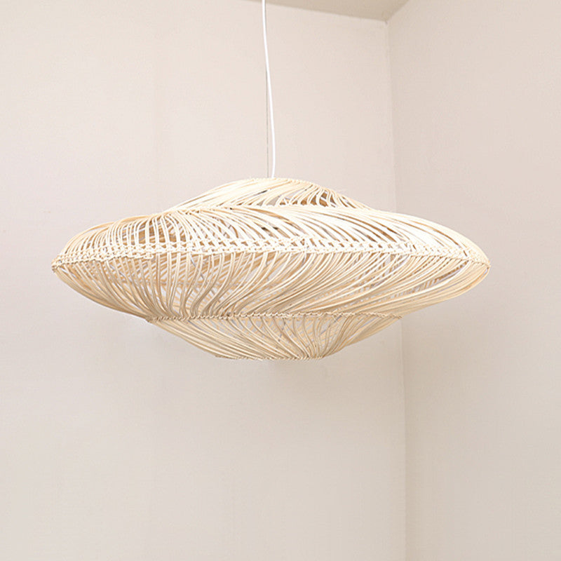 Rattan Creative Wicker Flying Saucer Woven Pendant Light