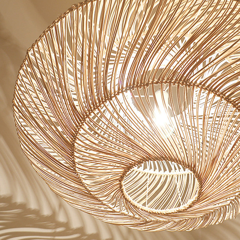Rattan Creative Wicker Flying Saucer Woven Pendant Light