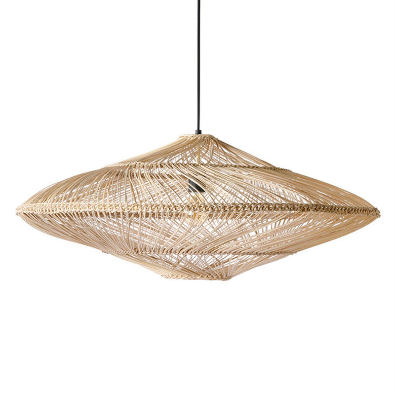 Rattan Creative Wicker Flying Saucer Woven Pendant Light