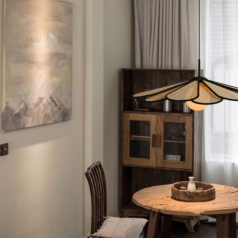 Modern Farmhouse Pendant Lighting Rattan Hanging Light