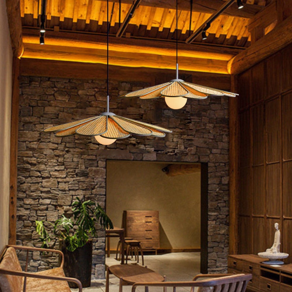 Modern Farmhouse Pendant Lighting Rattan Hanging Light