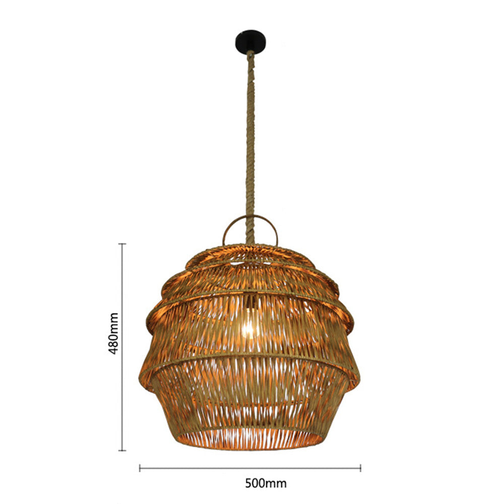 Handcrafted Pagoda Shape Rattan Pendant Light
