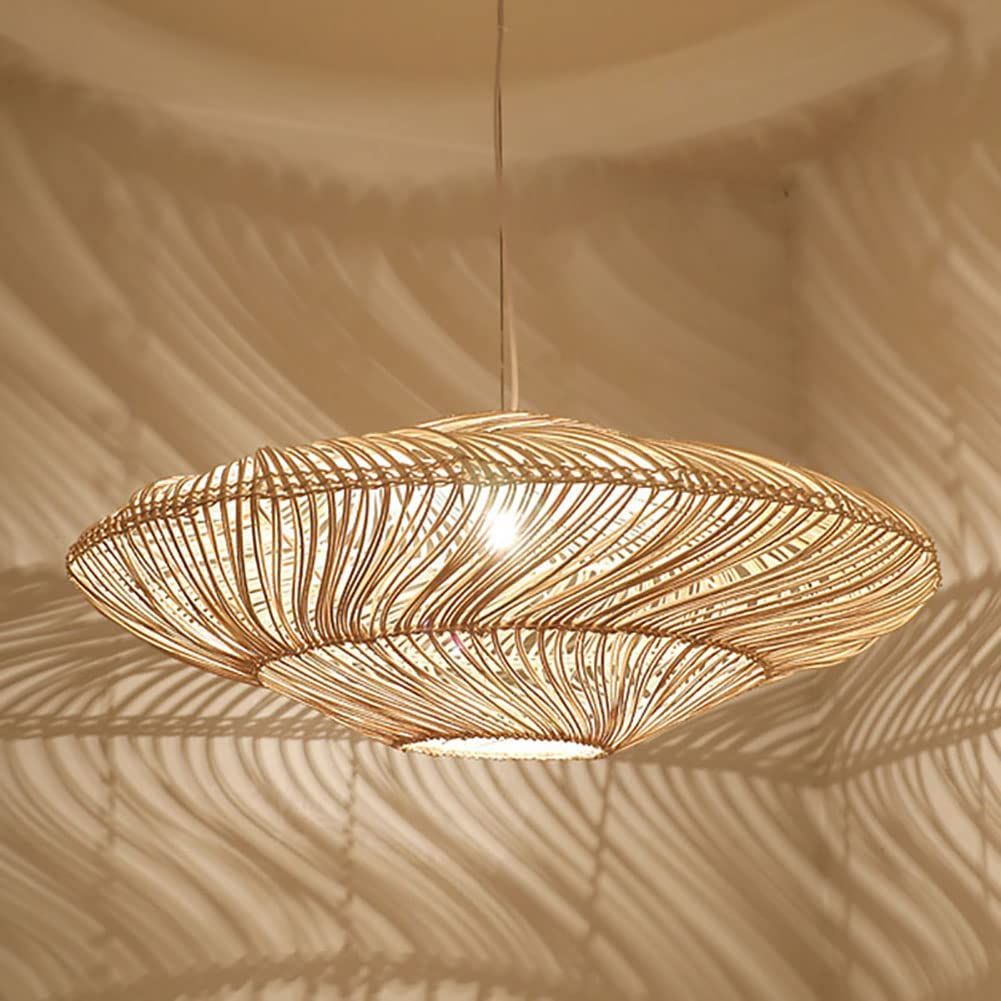 Rattan Creative Wicker Flying Saucer Woven Pendant Light
