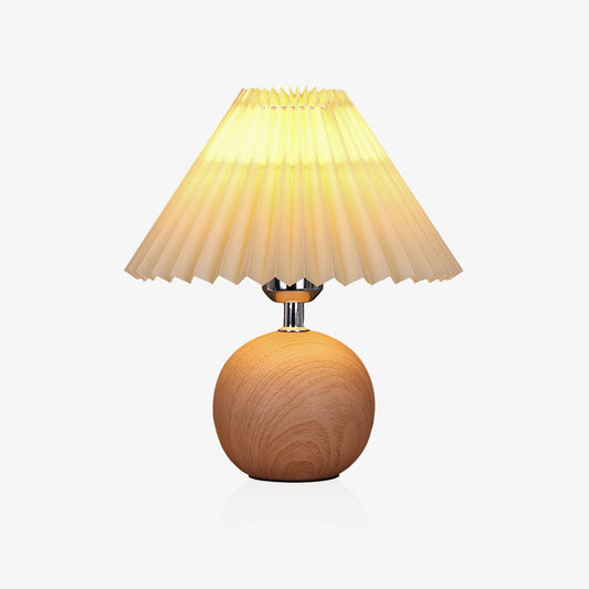 Wooden Pleated Table Lamp