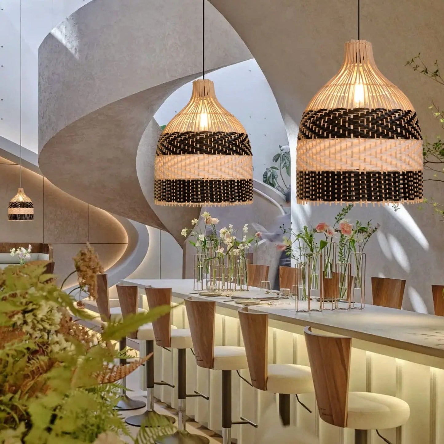 Rattan Pendant Light Handwoven Hanging Light Fixture