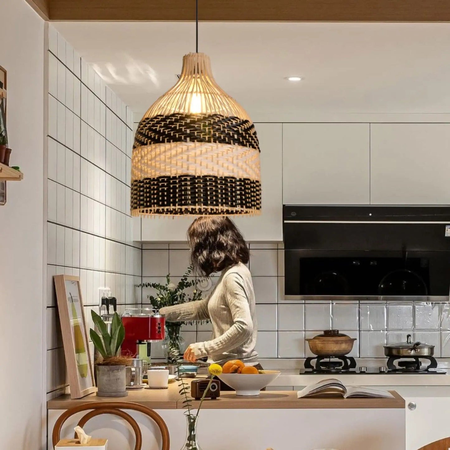 Rattan Pendant Light Handwoven Hanging Light Fixture
