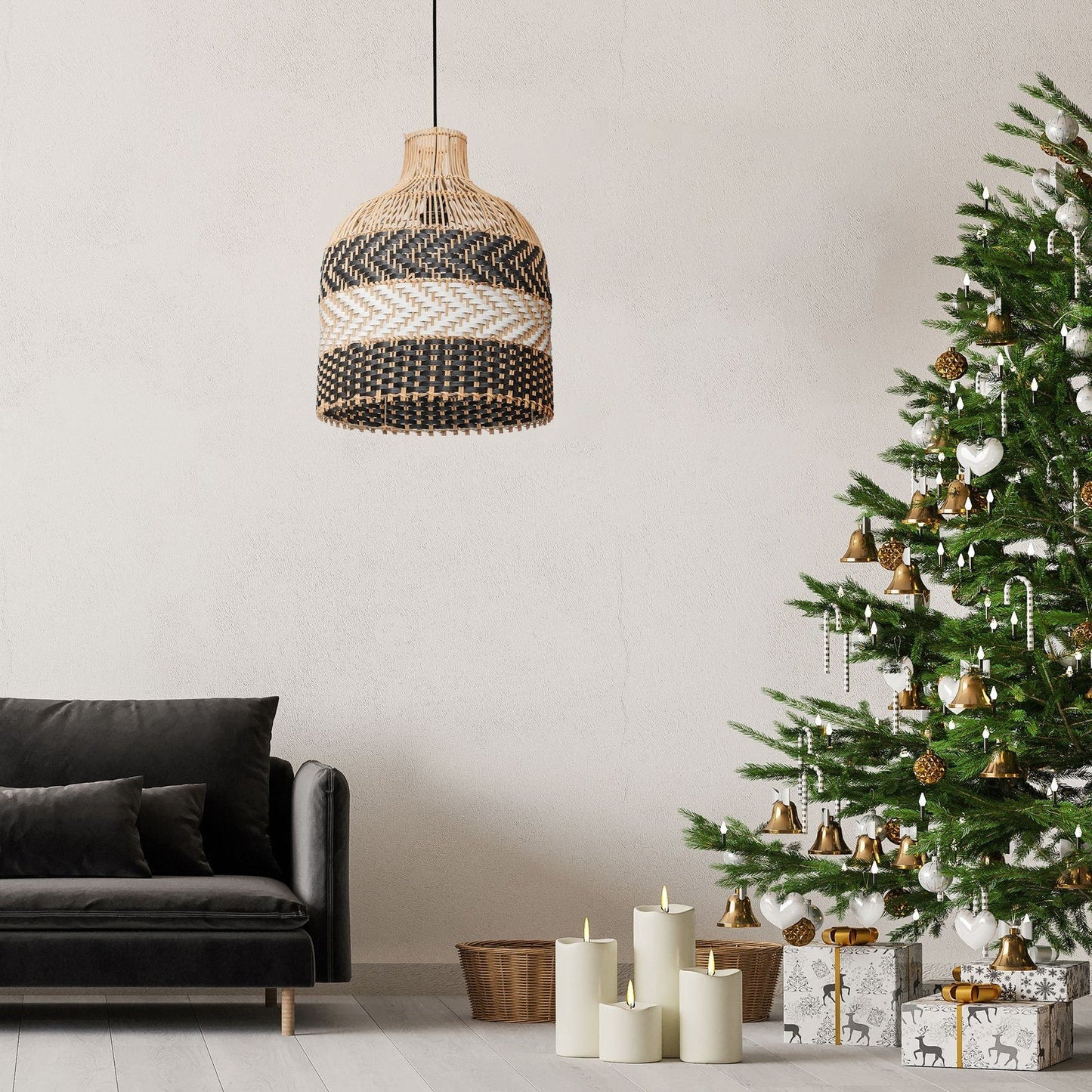 Rattan Pendant Light Handwoven Hanging Light Fixture