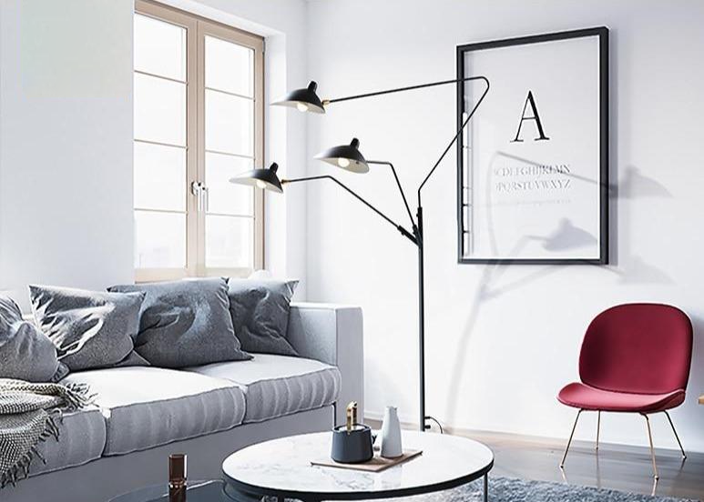 Serge Duckbill Industrial Floor Lamp with 3 Lights