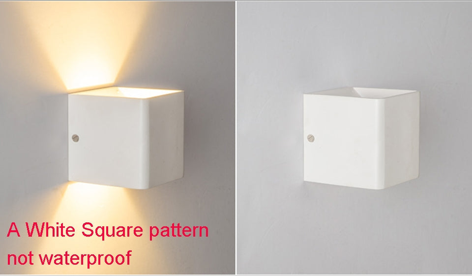 Black/White Outdoor Waterproof Aluminum Cube Shape LED Wall Lamp For Garden