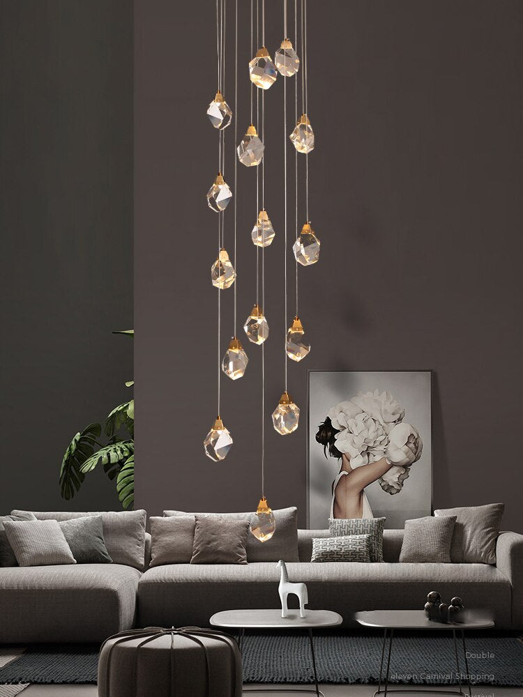 Luxury diamond crystal chandelier for staircase, living space , stairwell