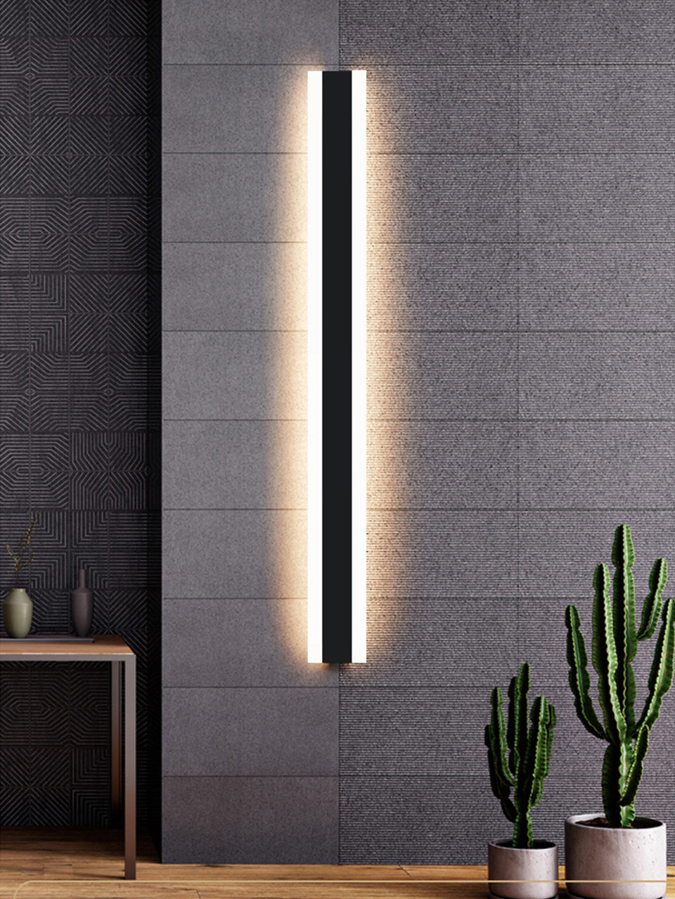 Modern Black Outdoor Waterproof Aluminum Long LED Strip Wall lamp For Porch